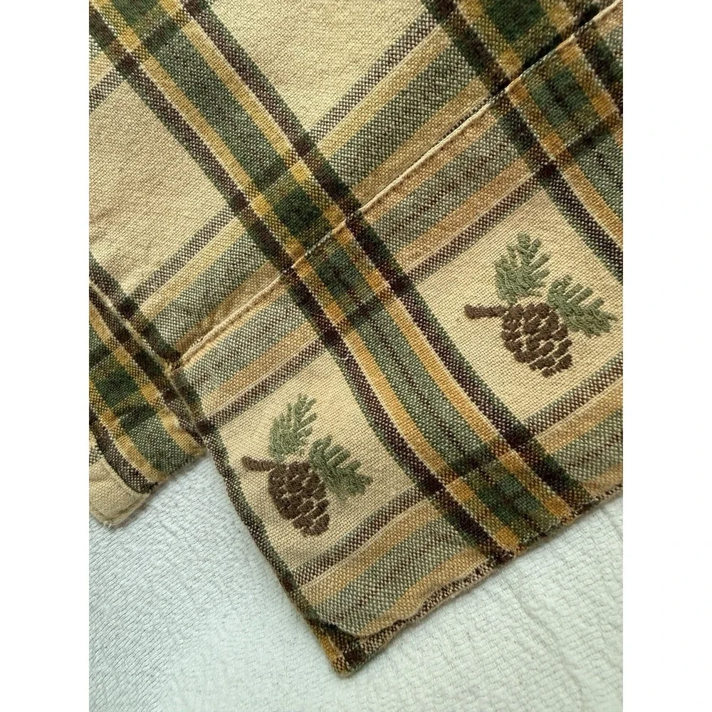 Park Designs Pinecone Plaid Valance 68x14 Lodge Cabin Rod Pocket Cotton VTG